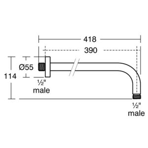 Alkūnė dušo galvai Ideal Standard iš sienos 400 mm