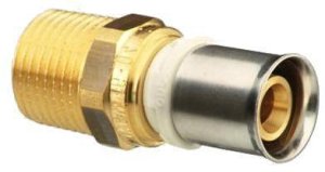 Sujungimas žalvarinis presuojamas išoriniu sriegiu Alpex-duo Dn18 x 3/4"