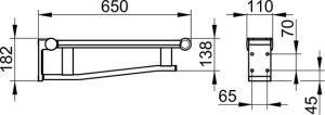 Atlenkiamas porankis Plan Care 650mm,  chromas/baltas