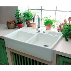 Dalinai įleidžiama plautuvė VILLEROY&BOCH Double Bowl 895x630, baltos spalvos