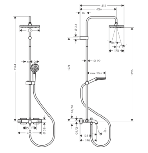 Termostatinė vonios/dušo sistema HANSGROHE Vernis Shape 230, 1 srovės, spalva - chromo (chrome)