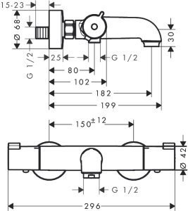 Termostatinis vonios/dušo maišytuvas HANSGROHE Ecostat 1001 CL, spalva - chromo