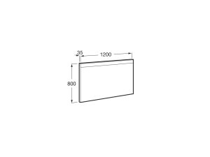 Veidrodis Roca PRISMA COMFORT 1200x35x800 mm, su LED šviestuvu viršuje ir fonine šviesa apačioje, su apsauga nuo rasojimo