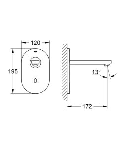 Sensorinis praustuvo maišytuvas GROHE Euroeco Cosmopolitan, potinkinis, E230V, chromo spalvos