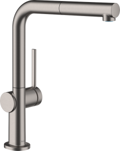 Maišytuvas plautuvei Talis M54,U270,1jet,ištraukiama žarna, brushed black chrome