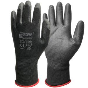Pirštinės nailoninės BLACK+poliuretaninės D-10
