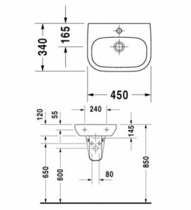 Praustuvas DURAVIT D-Code 45x34 cm