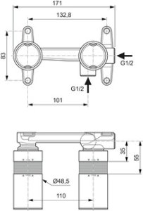 Potinkinė dalis praustuvo maišytuvui Ideal Standard Kit1     