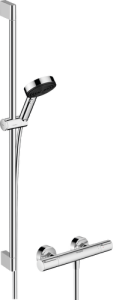 Komplektas HANSGROHE Pulsify Select S: termostatinis maišytuvas Ecostat Element su 90 cm dušo stovu, 105 3jet dušo galvute