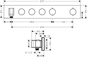 Dekoratyvinė dalis AXOR ShowerSolutions potinkiniam termostatiniam moduliui, 3 funkcijos, chromo spalvos 