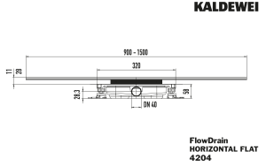 Dušo latako korpusas Flowline Zero 4204 horizontalus, pažemintas 0.6 l/s