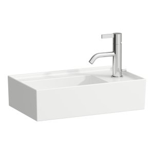 Praustuvas Laufen KARTELL 460x280x120 mm, su 1 anga maišytuvui dešinėje, be perlajos, spalva - balta LCC (LAUFEN Clean Coat) 