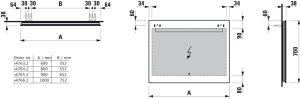 Veidrodis Laufen LEELO 800x40x700 mm, su aliuminio rėmu, su horizontaliu LED šviestuvu, lietimo jutikliu