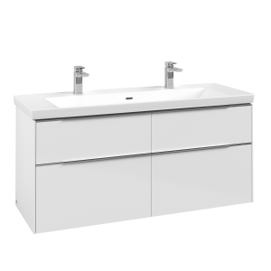 Apatinė spintelė VILLEROY&BOCH Subway 3.0 1272x576x478 balta blizgi (briliant white), blizgios aliuminio rankenėlės