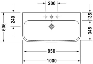 Praustuvas DURAVIT Happy D2 1000x505, baldinis