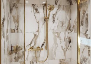 Kampinė lentyna Hansgrohe AddStoris, poliruoto aukso spalva (Polished Gold Optic)