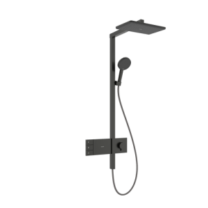 Termostatinė dušo sistema HANSGROHE Raindance Alive Q 210/340, 2 srovių, spalva - šlifuoto juodo chromo spalvos (brushed black chrome)