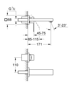 Praustuvo maišytuvas GROHE Eurocube S, 171 mm, nerūdijančio plieno spalvos 