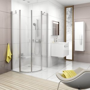 Dušo kabina Ravak Chrome CSKK4-90, blizgiu profiliu, skaidriu stiklu