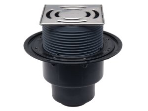 Trapas vidaus patalpoms DN50/75/110 vertikalus 145x145mm su tvirtinimu "Klick-Klack" 138x138mm su vandens sifonu