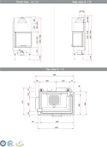 Plieninis židinio ugniakuras SCHMID EKKO R 55(34)51 H (609 x 1128 x 475), 2,4-5,3kW