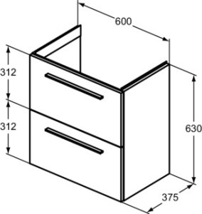 Spintelė Ideal standard i.Life S, matmenys: 600x375x630mm, su dviem stalčiais,  ąžuolo spalva, praustuvui T459001
