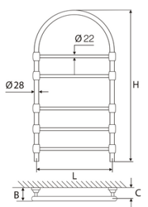 Rankšluosčių džiovintuvas ELONIKA EŽRA550K-PA, 1120x500 mm, žalvarinis, arka, spalva - sendintas žalvaris