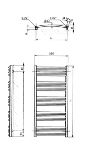 Rankšluosčių džiovintuvas ELONIKA EP54x114KLD, 1140x500 mm, plieninis, dažytas balta spalva