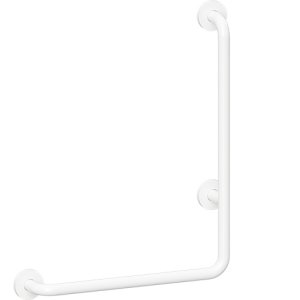 Kampinė dušo rankena 680 mm, dešinės pusės, balta, su tvirtinimo apdaila