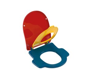 Unitazo dangtis su 2 sėdynėm VILLEROY&BOCH O.Novo raudonos geltonos ir mėlynos spalvų