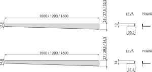Profilis dušo grindims su nuolydžiu Alcadrain APZ902M, 1200 mm, 12 mm aukščio, dešinė pusė