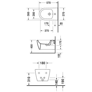 Pakabinama bidė Duravit Me by Starck 370x570 mm