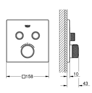 Dekoratyvinė dalis potinkinio dušo/vonios maišytuvo Grohe SmartControl 2 funkcijų matinė aukso spalva (Brushed cool sunrise)