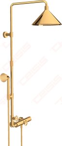 Dušo komplektas su termostatiniu maišytuvu AXOR Showers/Front 240 2jet, poliruoto aukso spalvos (Polished Gold Optic)