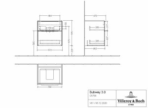 Spintelė apatinė Subway 3.0 572x429x478 2 stalčiai Briliant white, chromuotos rankenėlės
