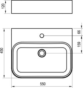 Praustuvas Ravak Ceramic 550 R Slim Wall, 550x450 mm