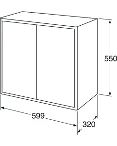 Spintelė ūkinė GUSTAVSBERG Graphic 60cm, viršutinė, su dvejomis kilnojamomis stiklo lentynomis, pilkos spalvos