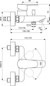 Maišytuvas voniai/dušui Ideal Standard Cerafine O, spalva - juoda matinė