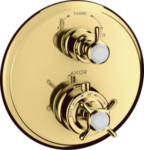 Dekoratyvinė dalis potinkiniams termostatiniam maišytuvui AXOR Montreux, 2 funkcijų, poliruoto aukso spalvos (Polished Gold Optic)