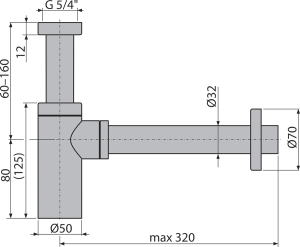 Praustuvo sifonas Alcadrain A400-G-B Design DN32, matinės aukso spalvos