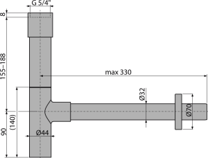 Praustuvo sifonas Alcadrain A402 Design DN32, chromo spalvos