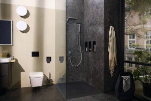 Dušo galva su laikikliu iš sienos HANSGROHE Pulsify E 260, 2 srovių, EcoSmart, spalva - chromo (chrome)