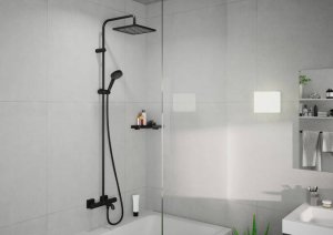 Termostatinė vonios/dušo sistema HANSGROHE Vernis Shape 240, 1 srovės, spalva - juoda matinė (matt black)