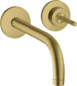 Praustuvo maišytuvas AXOR Uno 225 mm, 2 dalių, iš sienos, šlifuoto žalvario spalvos (Brushed Brass)