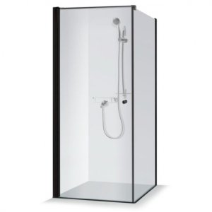 Dušo kabina Brasta Glass KRISTINA 879-888x879-888x2000 skaidrus stiklas, juodos sp. profilis
