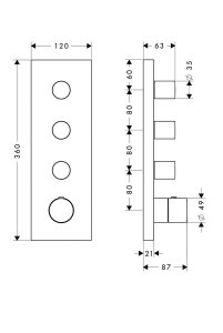 Dekoratyvinė dalis AXOR ShowerSolutions potinkiniam termostatiniam moduliui, 3 funkcijų, nerūdijančio plieno spalvos (Stainless Steel Optic)