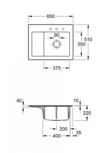Plautuvė VILLEROY&BOCH Subway 45 Compact montuojama iš viršaus, „Ceramicplus” danga, baltos spalvos