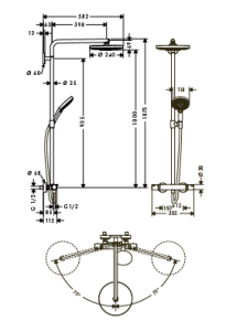 Termostatinė dušo sistema HANSGROHE Raindance Select S 240, 2 srovių, spalva - balta/chromo (white/chrome)