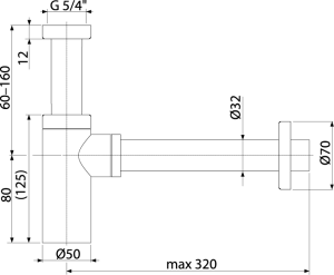 Praustuvo sifonas Alcadrain A400ANTIC Design DN32, bronzos spalvos