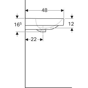 Praustuvas Geberit Smyle Square 120x48 cm, su dvejomis skylėmis maišytuvui su perpylimo anga